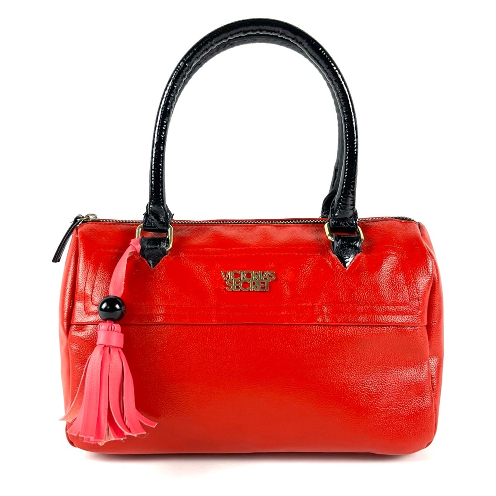 Victoria’s Secret Red Leather Top Handle Boston Handbag